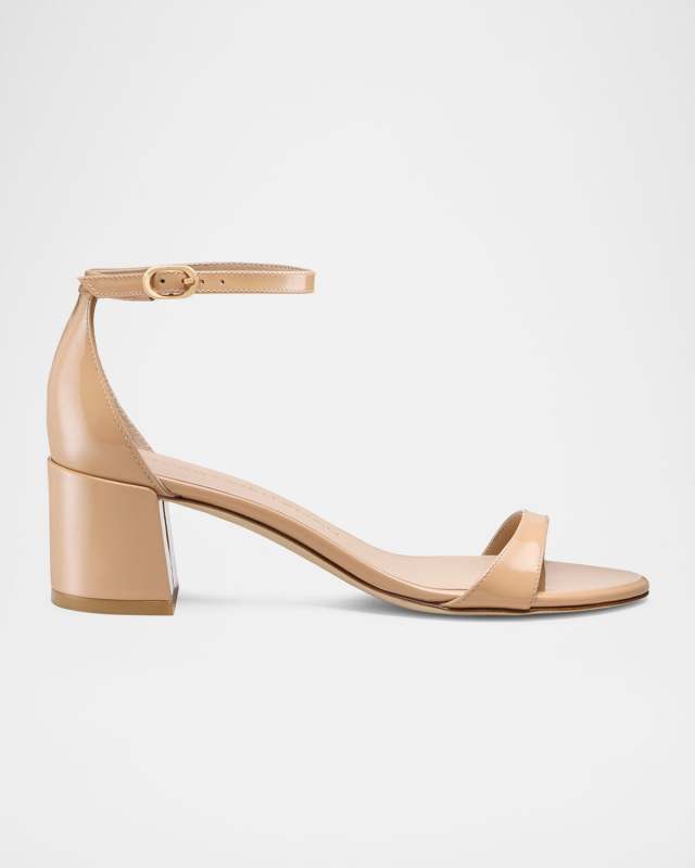 Nudist Patent Ankle-Wrap Low Sandals
